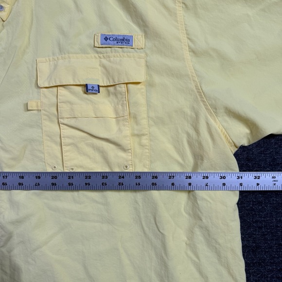 Columbia PFG Fishing Shirt Men's 4XT Yellow Short Sleeve Button Up Omni Shade - Picture 5 of 14